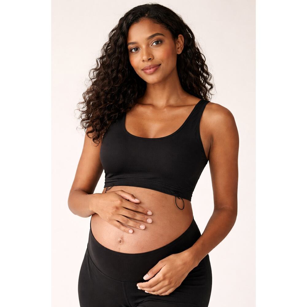 New with Tags Crissova Black Padded Maternity Nursing Crop Top Size Medium